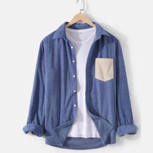 Mix color shirt corduroy material
