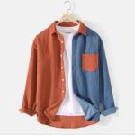 Mix color shirt corduroy material