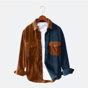 Mix color shirt corduroy material