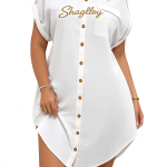 White Mini gown short sleeve shirt