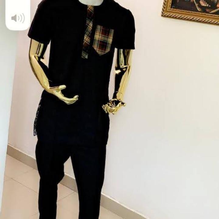 Black native cotton fabric Short sleeve