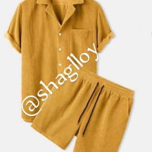 Shirt with short Golden yellow corduroy fabric