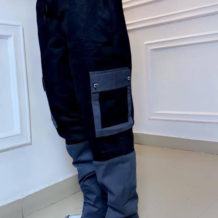 Black and hash cargo pants